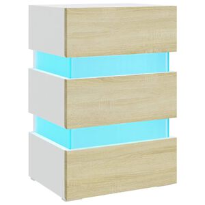 326846 vidaXL Nachtkastje LED 45x35x67 cm bewerkt hout wit