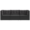 vidaXL 3-delige Loungeset met kussens poly rattan zwart