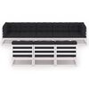 vidaXL 8-delige Loungeset met kussens massief grenenhout wit