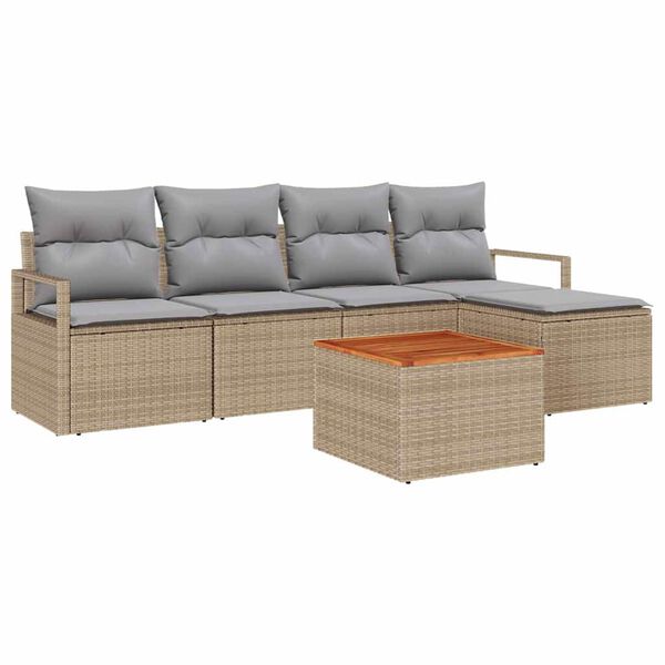 vidaXL Tuin Sofa Set 6 pcs beige en lichtgrijs