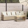 vidaXL Tuinbank 5-zits met kussens poly rattan beige