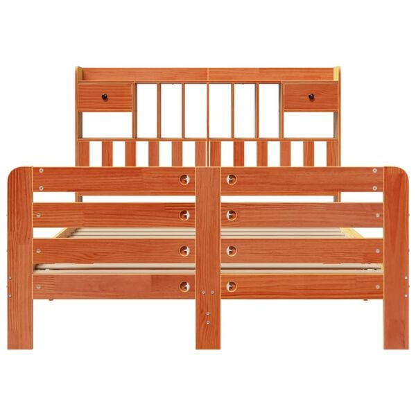 vidaXL Bed met boekenkast zonder matras grenenhout wasbruin 140x200 cm