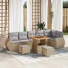 vidaXL Tuin Sofa Set met kussen met opslag 9 pcs beige en lichtgrijs