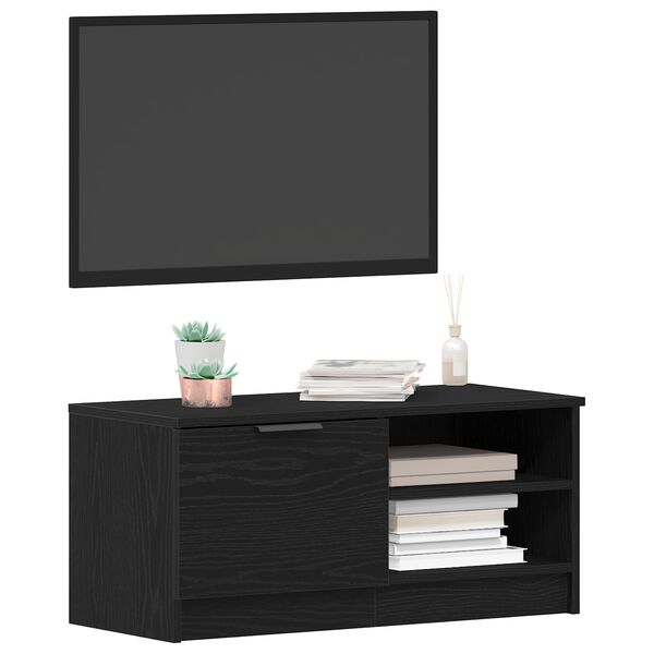 vidaXL TV-kast Zwart Eiken 80 x 35 x 36,5 cm Bewerkt hout