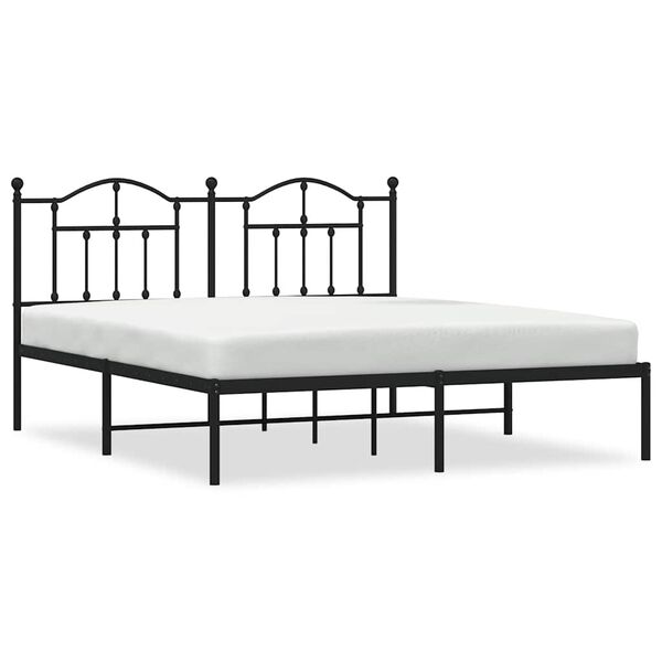 vidaXL Bedframe met hoofdbord metaal zwart 160x200 cm