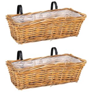 vidaXL Hangende Bloempot Mand GENDT 2 st Natuurlijk Bruin Kubu Rattan