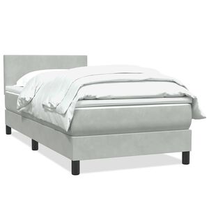 vidaXL Boxspring met matras fluweel lichtgrijs 90x210 cm