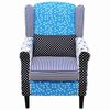 vidaXL Fauteuil met patchwork stof blauw/grijs
