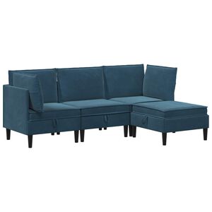 vidaXL Woonkamer Meubelset 4 st Blauw Fluweel