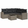 vidaXL 6-delige Loungeset met kussens poly rattan grijs