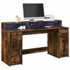 vidaXL Bureau met LED-verlichting 160x55x91 cm hout gerookt eikenkleur