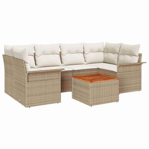 vidaXL Tuin Sofa Set 7 pcs Beige Poly riet