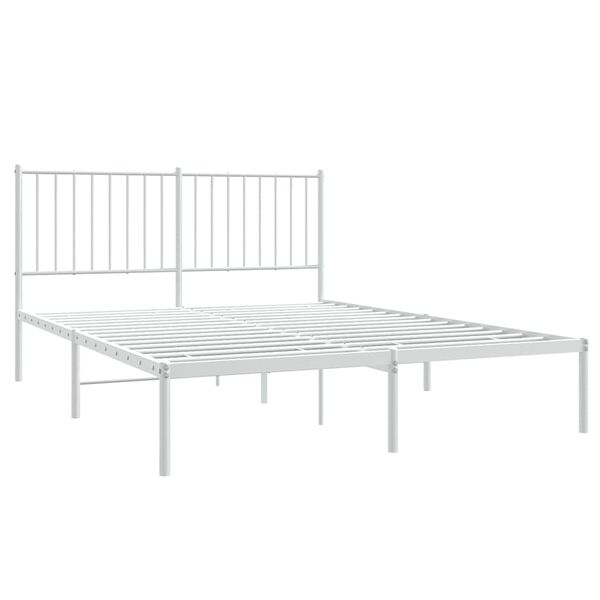 vidaXL Bedframe met hoofdbord metaal wit 140x200 cm