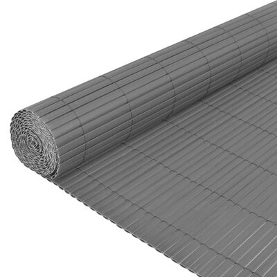 vidaXL Tuinafscheiding dubbelzijdig 90x300 cm PVC grijs