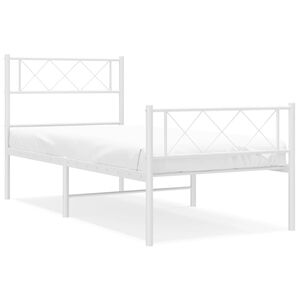 vidaXL Bedframe met hoofd- en voeteneinde metaal wit 90x200 cm