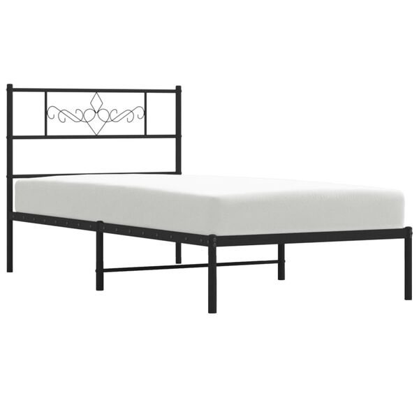 vidaXL Bedframe met hoofdbord metaal zwart 107x203 cm