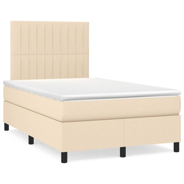 vidaXL Boxspring met matras en LED stof cr&egrave;mekleurig 120x190 cm