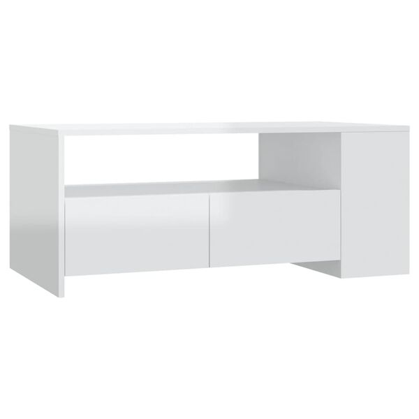 vidaXL Salontafel 102x55x42 cm bewerkt hout hoogglans wit