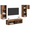 vidaXL TV-wandmeubel met LED-striplichten 6 pcs Oud Hout Bewerkt hout