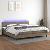 vidaXL Boxspring met matras en LED stof taupe 200x200 cm