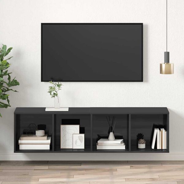 vidaXL Tv-wandmeubel 37x37x142,5 cm bewerkt hout hoogglans grijs