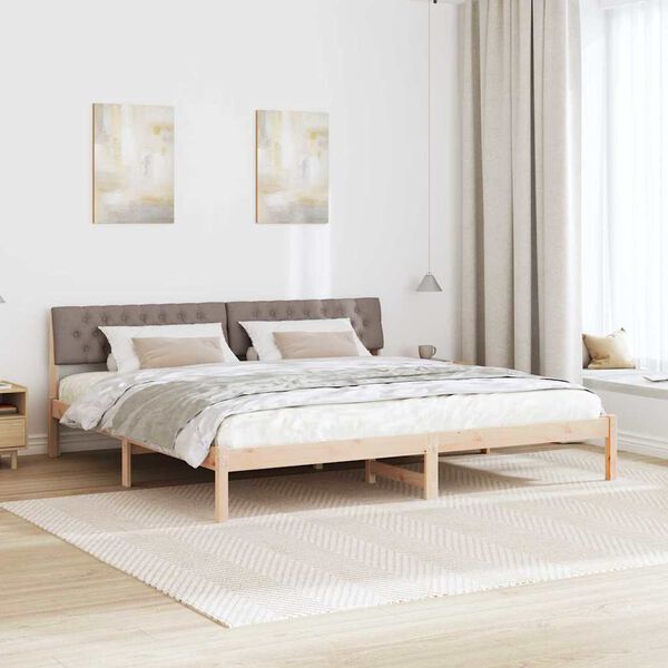 vidaXL Bedframe Bruin en taupe 200 x 200 cm Massief grenenhout