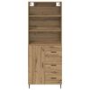 vidaXL Hoge kast met lade Artisan Eiken 69,5 x 34 x 180 cm