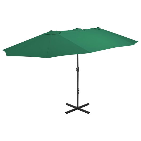 vidaXL Parasol met aluminium paal 460x270 cm groen