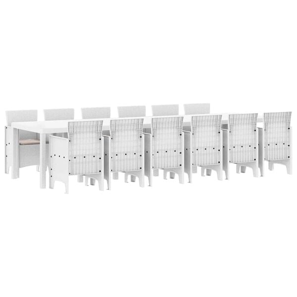 vidaXL Tuin Eetset 13 pcs Wit Polt riet