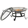 vidaXL Vuurplaats en barbecue 2-in-1 met pook 56x56x49 cm rvs