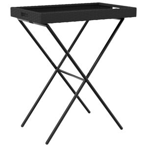vidaXL Dienbladtafel inklapbaar 65x40x75 cm poly rattan zwart