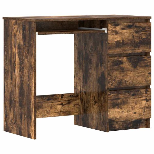 vidaXL Bureau 90x45x76 cm bewerkt hout gerookt eikenkleurig