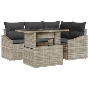 vidaXL Tuin Sofa Set met kussen 5 pcs Licht Grijs en Donker Grijs