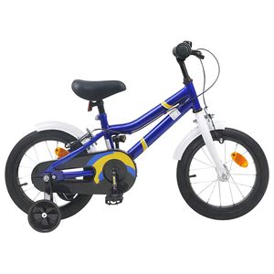 vidaXL Kinderfiets 16 Inch voor 4-6 jaar oud Blauw Wit