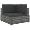 vidaXL Tuinstoel met kussens hoeksectie poly rattan grijs