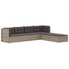 vidaXL 6-delige Loungeset met kussens poly rattan grijs