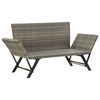 vidaXL Tuinbank met kussens 176 cm poly rattan grijs