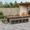 vidaXL 15-delige Tuinset met kussens poly rattan grijs