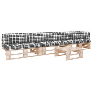 vidaXL 4-delige Loungeset pallet met kussens ge&iuml;mpregneerd grenenhout