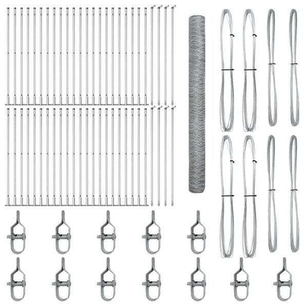 vidaXL Afrasteringspaal Zilver 100 x 1,5 m (36 mm gaas) Staal