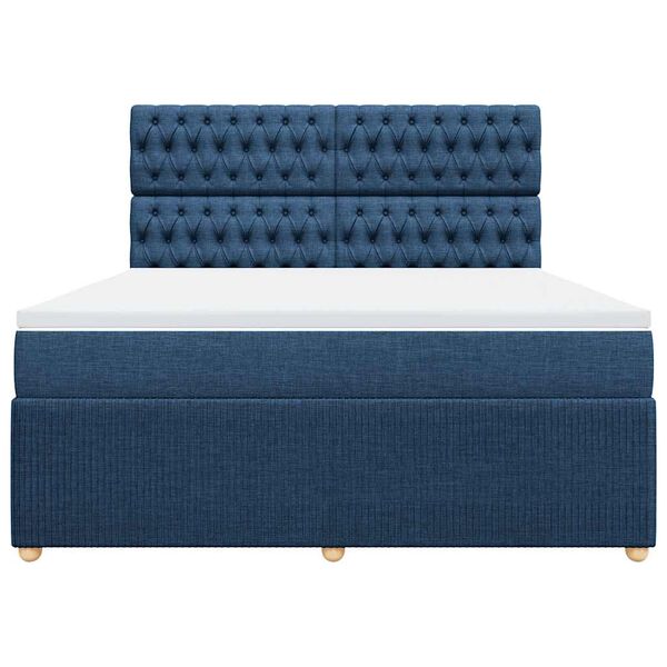 vidaXL Boxspring met matras stof blauw 180x200 cm