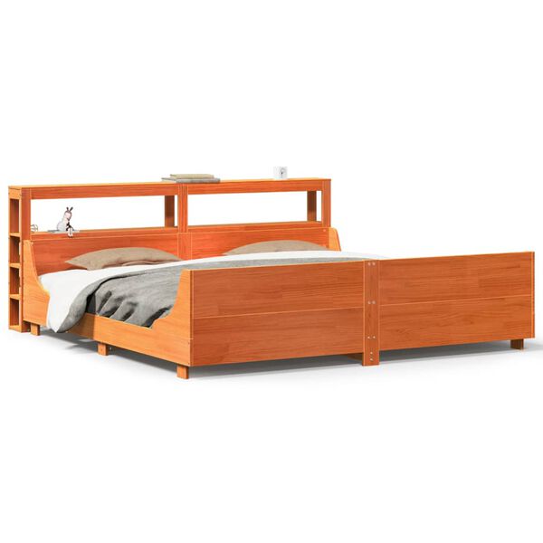 vidaXL Bedframe zonder matras massief grenenhout wasbruin 200x200 cm