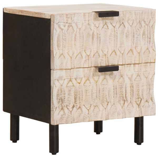 vidaXL Nachtkastje 2 pcs Wit 40 x 33 x 46 cm Massief Mango Hout