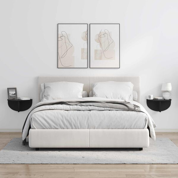 vidaXL Wandplank 2 pcs Zwart 38 x 19 x 19 cm Bewerkt hout