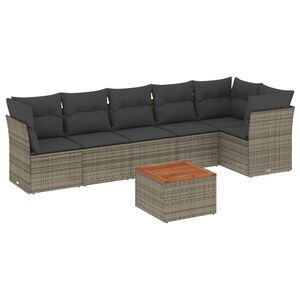 vidaXL 7-delige Loungeset met kussens poly rattan grijs