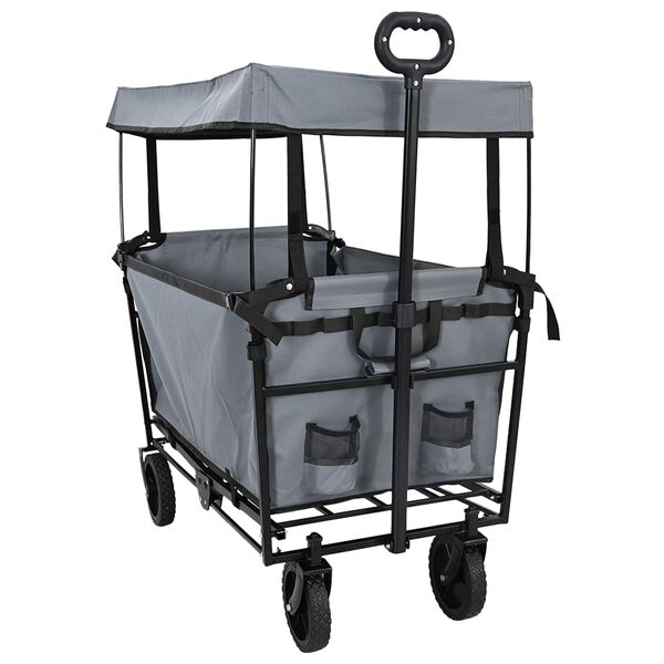 vidaXL Vouwbare Handtrolley Grijs 105 x 56.5 x 116 cm Oxford Stof