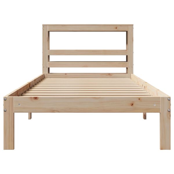 vidaXL Bedframe met hoofdbord massief grenenhout 75x190 cm