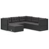 vidaXL 6-delige Loungeset met kussens poly rattan zwart