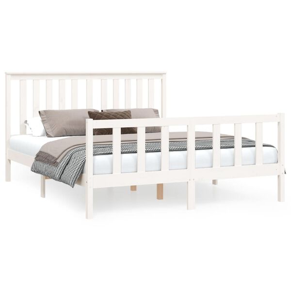 vidaXL Bedframe zonder matras massief grenenhout wit 160x200 cm