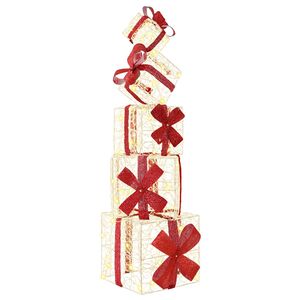 vidaXL Cadeaudoos kerstdecoratie 5 st 125 LED's Warmwit